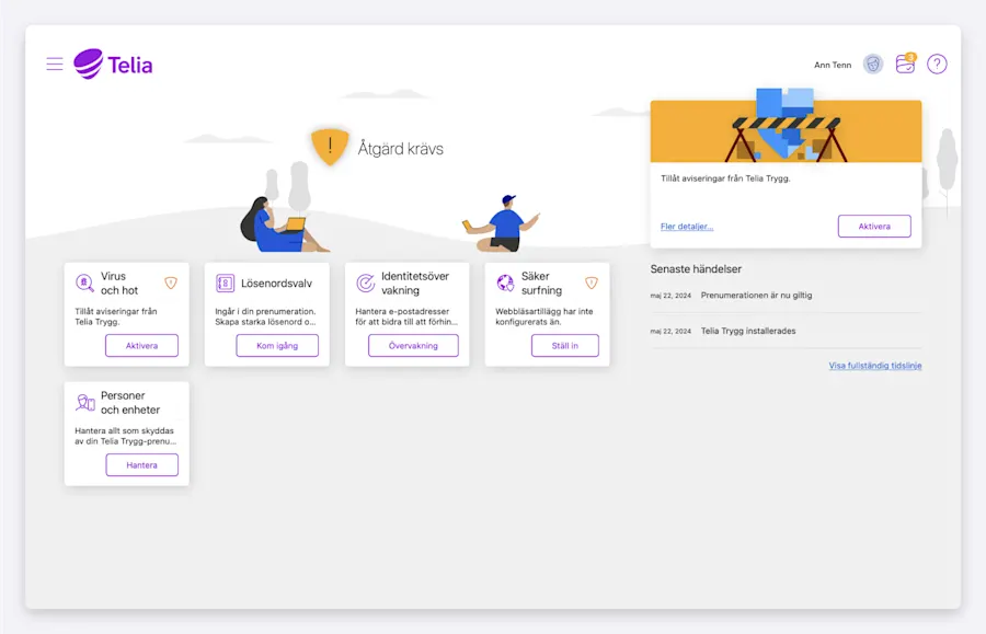 Till höger visas en ruta med information om aviseringar och knappen "aktivera" finns i samma ruta.