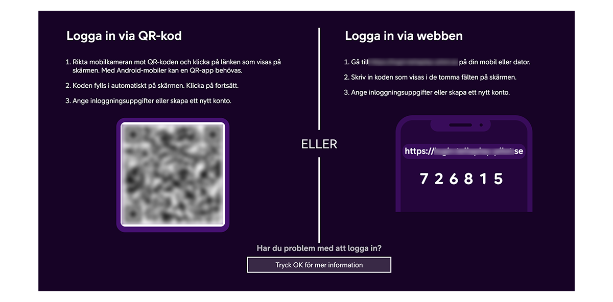 Logga in med QR-koder eller via webben.