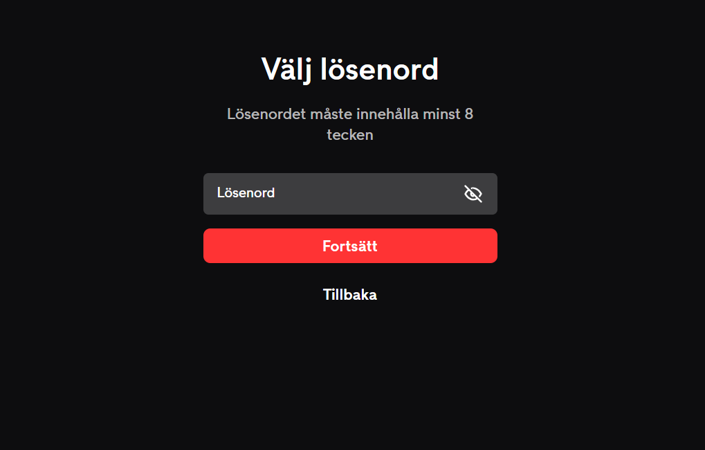 Välj lösenord TV4 Play