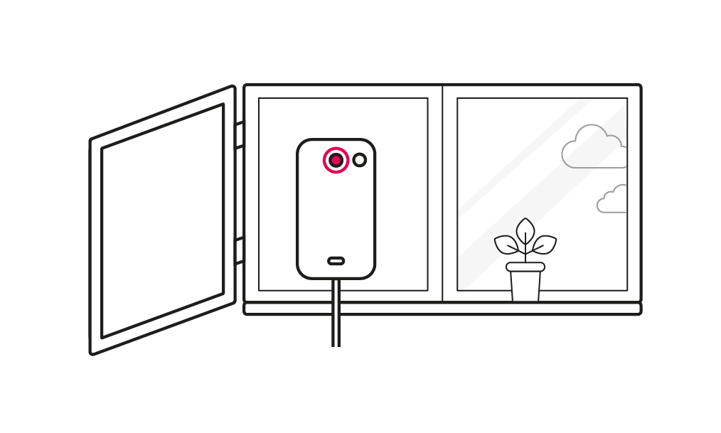 När lampan lyser rött på antennen, behöver du ändra placering av den