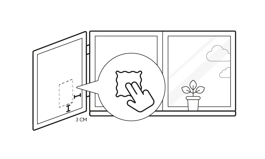 Rengör ytan före du fäster antennen 