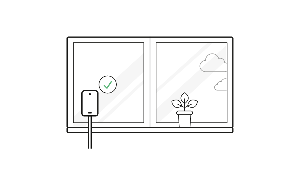 Installation inomhus: Placera antennen nära ett fönster