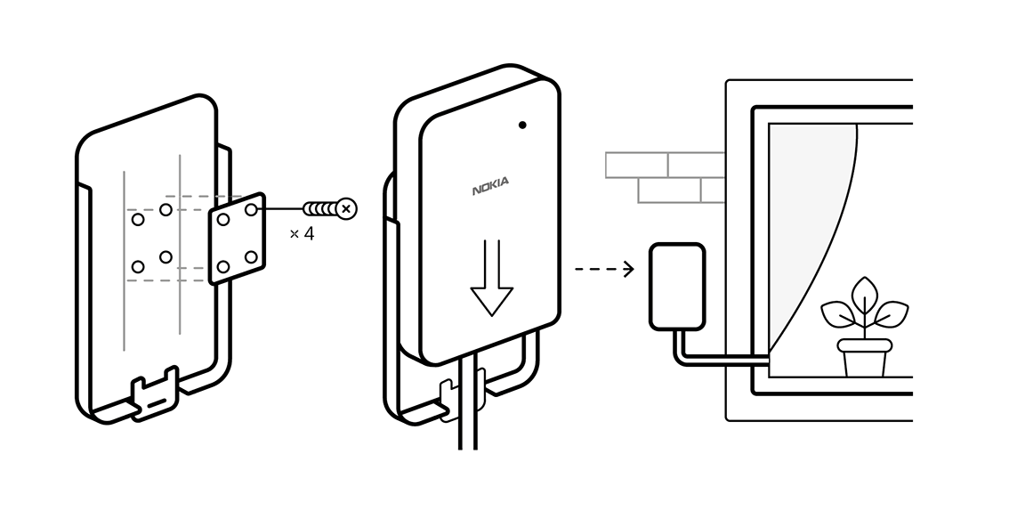 Installation utomhus: Fäst antennen på yttervägg