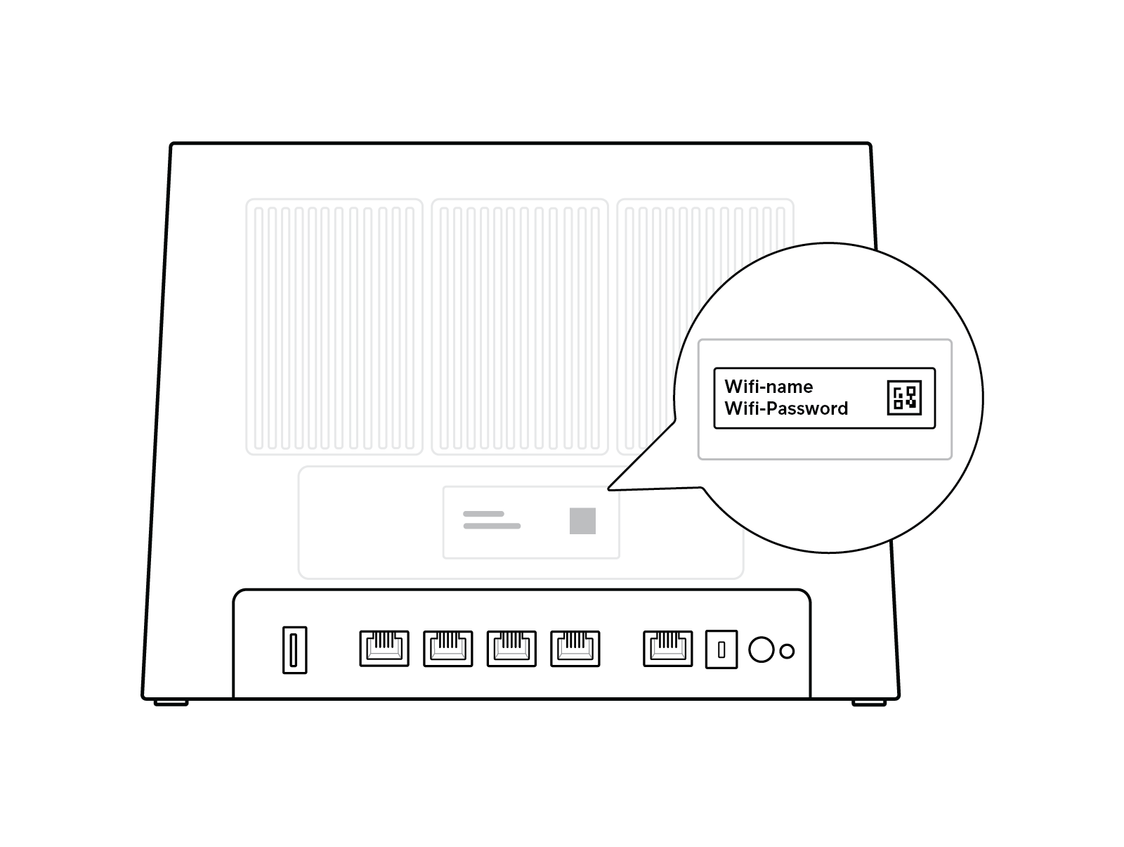 En bild som visar var på en router man hittar användarnamn och lösenord