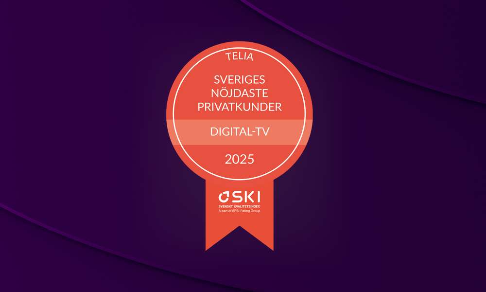 Vi har återigen Sveriges nöjdaste tv-kunder enligt SKI, Svenskt Kvalitetsindex 2025 som har utsett Telia till vinnare inom digital-tv för tionde gången på elva år.