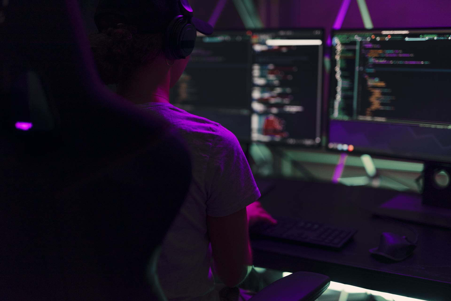 Hacker in front of computer screen