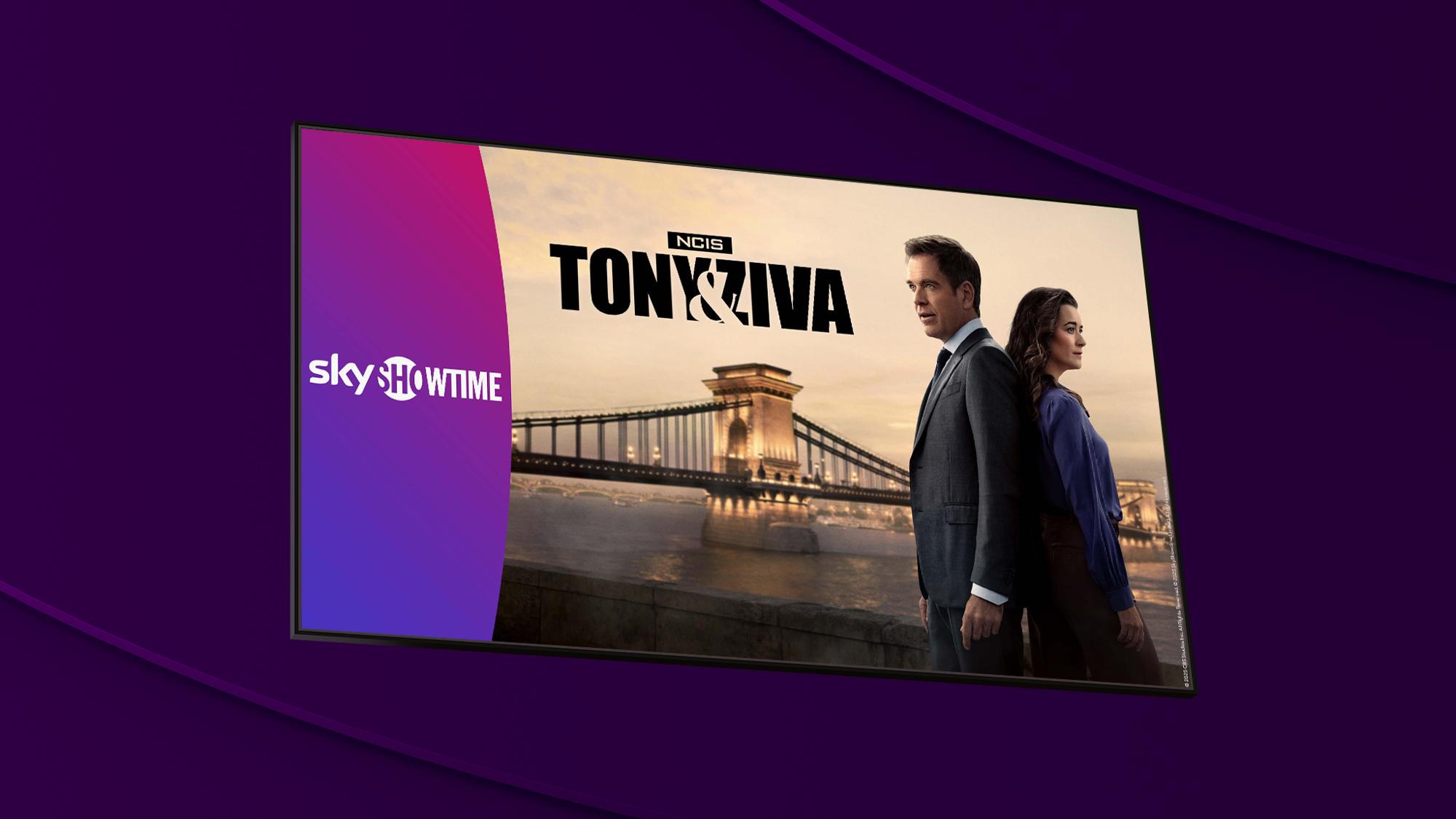 Huvudkaraktärerna i den nya spinoff-serien NCIS: Tony and Ziva som har premiär och går att streama på SkyShowtime från den 27 oktober med Telia.