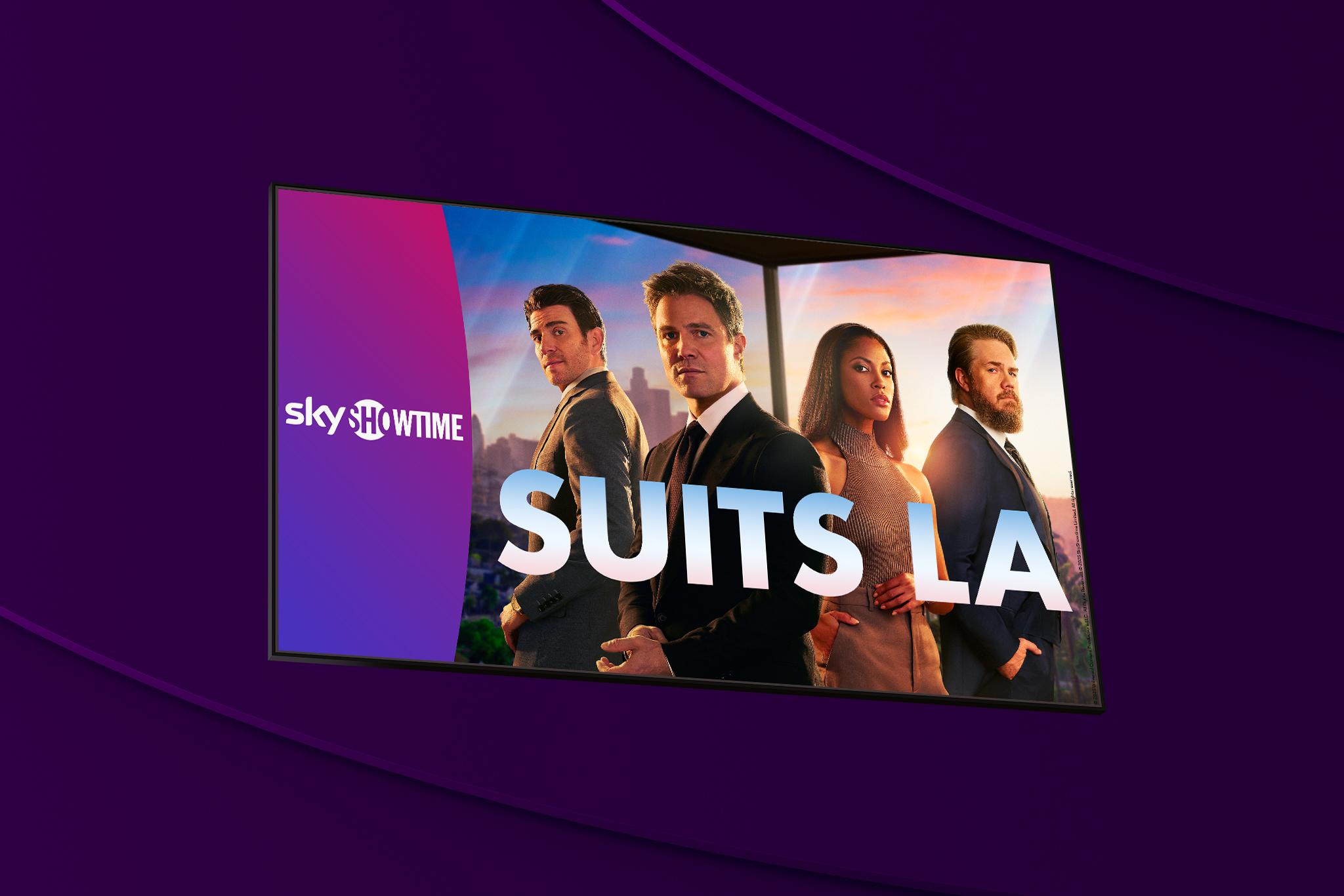 Huvudkaraktärerna i den nya amerikanska dramaserien Suits LA som har premiär och går att streama på SkyShowtime från den 28 augusti med Telia.