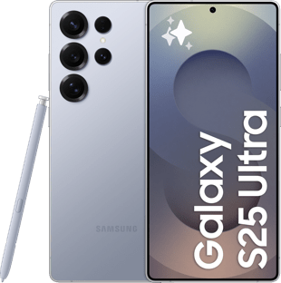 Samsung Galaxy S25 Ultra fram och baksida i färgen titanium silver blue