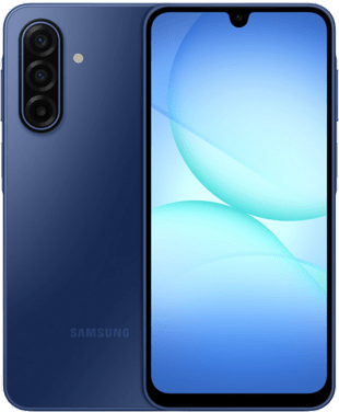 Samsung Galaxy A17 Blå fram- och baksida