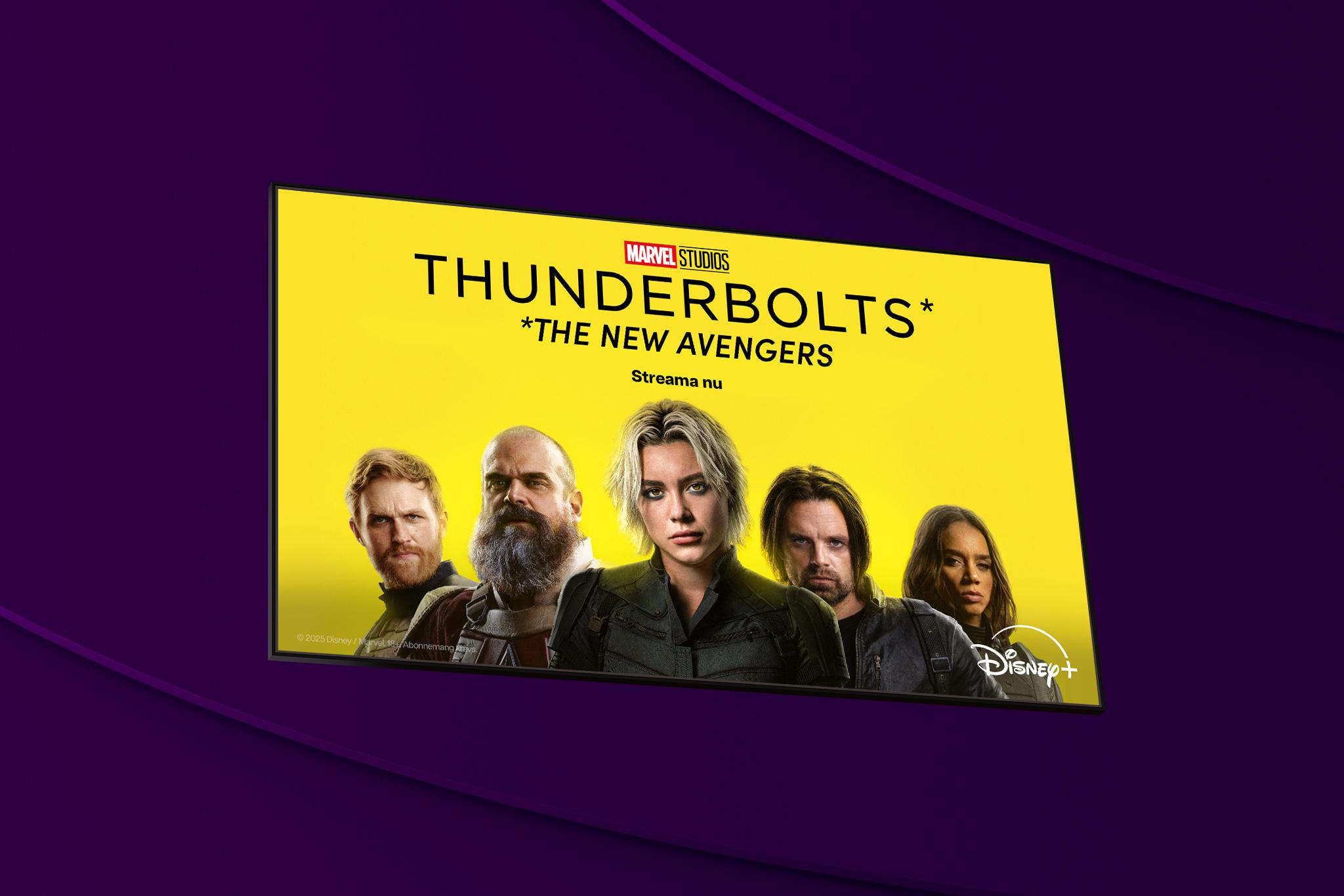 Streama Thunderbolts, Marvel Universumets mest missanpassade superhjältar på Disney+ med Telia nu!