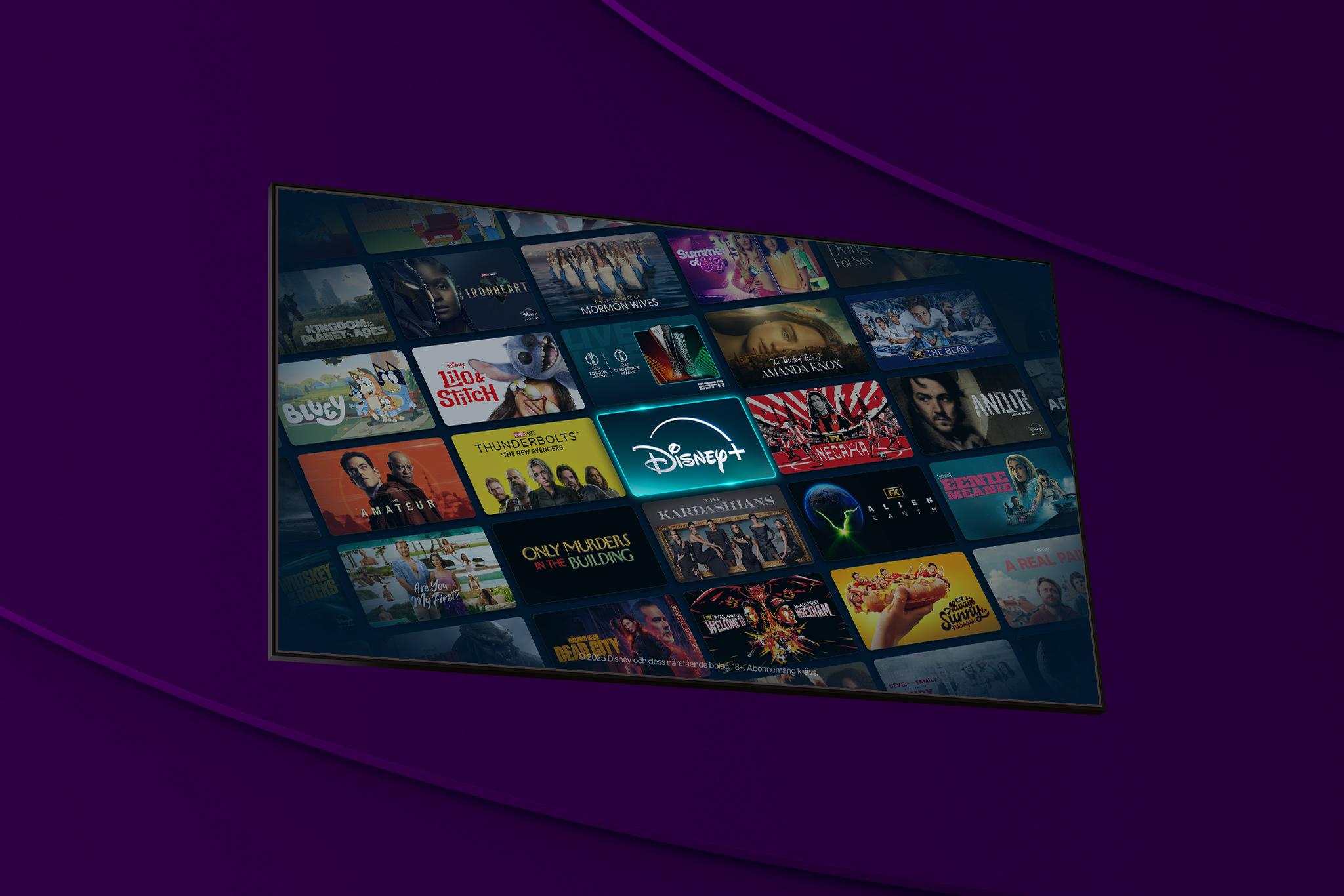 Översikt av aktuella titlar på Disney+ just nu – missa inte de populäraste filmerna och serierna med något av våra streamingpaket med Disney+.